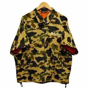 A BATHING APE 90s ヴィンテージ 1stカモ ナイロンジャケット 2way 裏地メッシュ 総柄 カーキ系 L