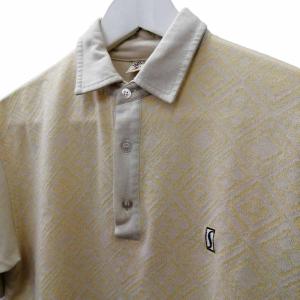 STUSSY 80s 90s 白タグ 総柄ポロシャツ 半袖 カットソー ベージュ系 S 日本サイズM