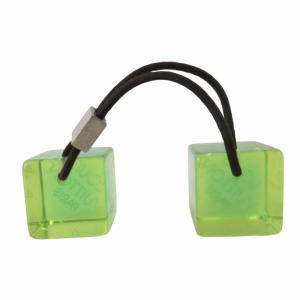 LOUIS VUITTON ヘアアクセサリー ヘアゴム 髪留め シルバー金具 キューブ ロゴ クリア 緑 グリーン