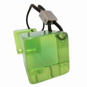 LOUIS VUITTON ヘアアクセサリー ヘアゴム 髪留め シルバー金具 キューブ ロゴ クリア 緑 グリーン