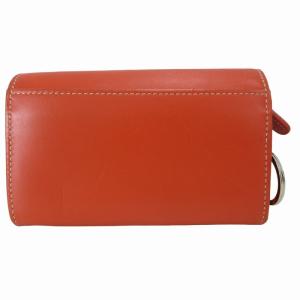 COACH 二つ折り財布 ミニウォレット レザー シルバー金具 リング付き ベルト オレンジ