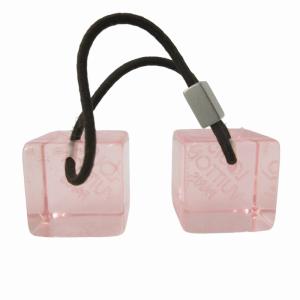 LOUIS VUITTON ヘアアクセサリー ヘアゴム 髪留め シルバー金具 キューブ ロゴ クリア ピンク