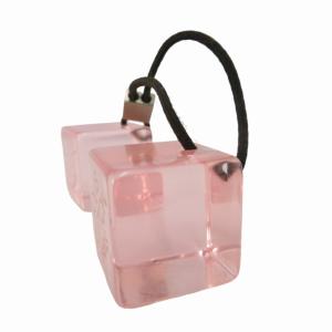 LOUIS VUITTON ヘアアクセサリー ヘアゴム 髪留め シルバー金具 キューブ ロゴ クリア ピンク