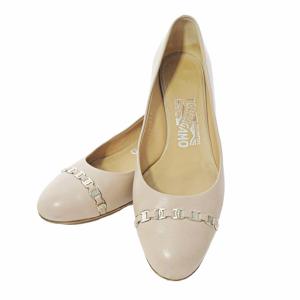 ヴァラ パンプス ヒール レザー シルバー金具 ピンクベージュ 5.5 23cm 0731 GY14