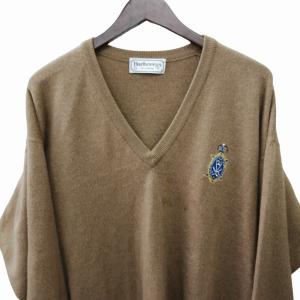 burberrys 90s vintage Vネック セーター ニット ロゴ 刺繍 エンブレム ブラウン