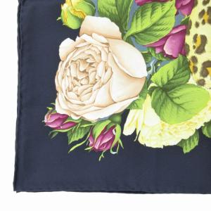 Salvatore Ferragamo スカーフ 絹 シルク トラ柄 総柄 紺 ネイビー GY14