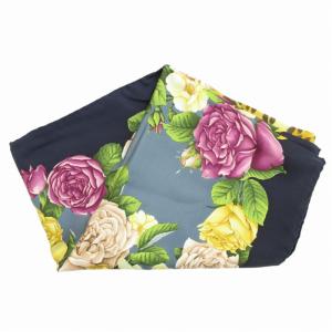 Salvatore Ferragamo スカーフ 絹 シルク トラ柄 総柄 紺 ネイビー GY14