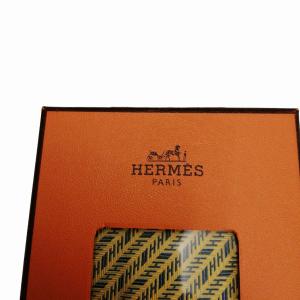 HERMES 美品 ネクタイ 総柄 ロゴ入り シルク 黄色 イエロー  GY14