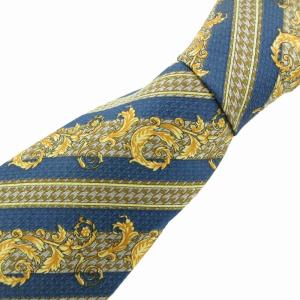 ムッシュ Monsieur 箱付き ネクタイ ビジネス 総柄 絹(シルク) 青 ブルー 黄 イエロー GY14