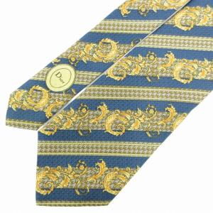 Christian Dior ムッシュ Monsieur 箱付き ネクタイ ビジネス 総柄 絹(シルク) 青 ブルー 黄 イエロー GY14