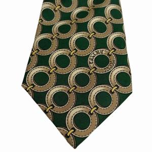 CELINE ネクタイ 総柄 ロゴ入りシルク 緑 グリーン GY14