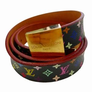 LOUIS VUITTON サンチュール・キャレ モノグラム 革 レザー ベルト バックル ロゴ入り  総柄 マルチカラー