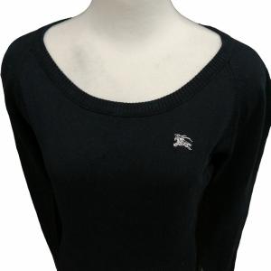BURBERRY BLUE LABEL 刺繍ロゴ 長袖 ニット 伸縮性 ストレッチ性 黒 ブラック  GY14