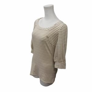 BURBERRY BLUE LABEL ボーダー 長袖 カットソー 刺繍ロゴ プルオーバー 伸縮性 ストレッチ性  ブラウン  GY14