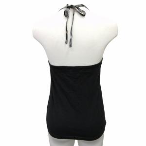 BURBERRY BLUE LABEL キャミソール ノースリーブ タンクトップ  刺繍ロゴ ノバチェック 黒 ブラック 38 約M GY14