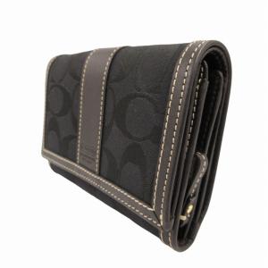 COACH 二つ折り財布 ウォレット シグネチャー キャンバス 黒 ブラック