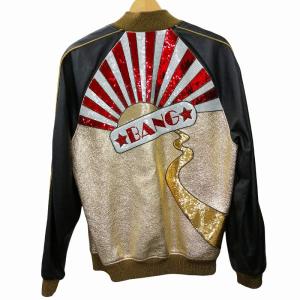 SAINT LAURENT PARIS 16ss Sequin Teddy Leather Jacket ジャケット ブラックゴールド