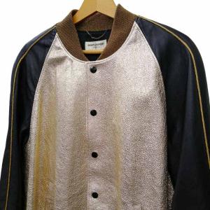 SAINT LAURENT PARIS 16ss Sequin Teddy Leather Jacket ジャケット ブラックゴールド