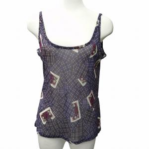 キャミソール タンクトップ ノースリーブ 総柄 トランプ PP74-JR756 紫 パープル 3 約L GY09