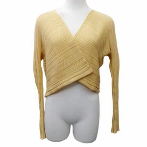 リブカーディガン ニット セーター プリーツ IM41-K0001 黄 イエロー M GY09