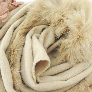 M'S GRACY マフラー ストール ラビットファー フラワーモチーフ ベージュ 0930 GY09