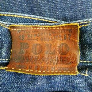 POLO RALPH LAUREN メキシコ製 ワイドデニム レザーパッチ ジーンズ ジーパン インディゴ  35