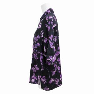 Theory 22AW Grand Flora GGT 美品 シャツ ブラウス 五分袖 ハーフボタン 総柄 絹 シルク S GY09