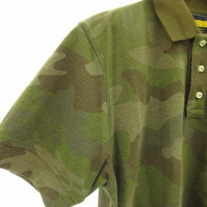 HYDROGEN タグ付き ポロシャツ 鹿の子 半袖 迷彩 カモフラ柄 ワッペン M グリーン 緑