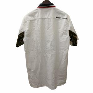 A BATHING APE シャツ ブラウス 迷彩切替 ロゴ 刺繍 半袖 切替 白 ホワイト M GY09