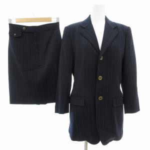 スーツ フォーマル セットアップ 上下 2点セット テーラードジャケット タイトスカート ひざ丈 シングル 3B 総裏地 ストライプ