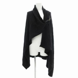 変形カーディガン ニット 長袖 ネックベルト ウール S 黒 ブラック