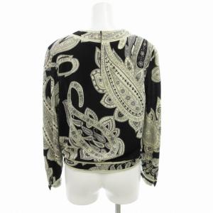 LEONARD ファッション FASHION ブラウス カットソー 長袖 プルオーバー サイドリボン ペイズリー柄 総柄 M 黒 ブラック