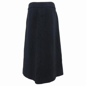 robe de chambre COMME des GARCONS 美品 フレアスカート ロング ステッチ ウール混 M 紺 ネイビー 黒 ブラック