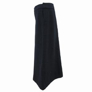 robe de chambre COMME des GARCONS 美品 フレアスカート ロング ステッチ ウール混 M 紺 ネイビー 黒 ブラック