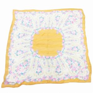 大判 スカーフ チーフ 総柄 絹シルク オレンジ