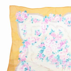 Christian Dior 大判 スカーフ チーフ 総柄 絹シルク オレンジ