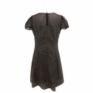 M'S GRACY シャツワンピース ひざ丈 チュール 切替 白ステッチ 半袖 40 L グレー GY09