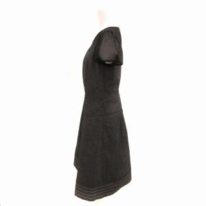 M'S GRACY シャツワンピース ひざ丈 チュール 切替 白ステッチ 半袖 40 L グレー GY09