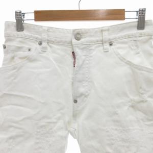 DSQUARED2 デニムパンツ ジーンズ ダメージ加工 テーパード ボタンフライ ストレッチ有 44 XS 白 ホワイト