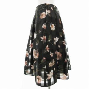 M'S GRACY フレアスカート 花柄 ひざ丈 40 L 黒 ブラック
