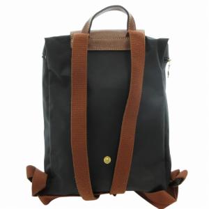 Longchamp ルプリアージュ リュックサック デイパック ナイロン 黒 ブラック 茶 ブラウン