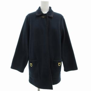 フリースコート ショート ガンチーニ 前開き XS 紺 ネイビー