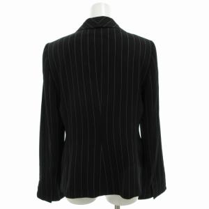 ARMANI COLLEZIONI ストライプジャケット ブレザー ノーベント ステッチ 42 M 黒 ブラック 白 ホワイト
