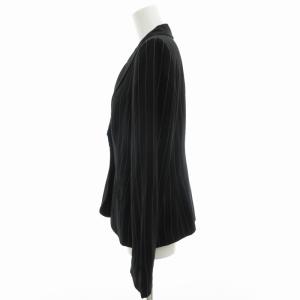 ARMANI COLLEZIONI ストライプジャケット ブレザー ノーベント ステッチ 42 M 黒 ブラック 白 ホワイト