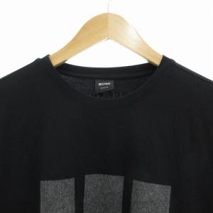 HUGO BOSS Tシャツ カットソー 長袖 ロンT クルーネック ロゴ プリント L 黒 ブラック