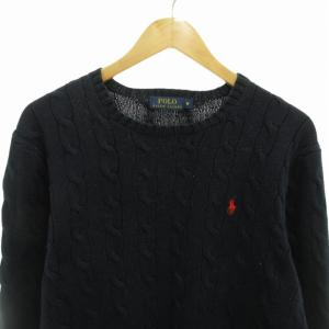 POLO RALPH LAUREN ケーブルニット セーター ポニー刺繍 長袖 M 紺 ネイビー