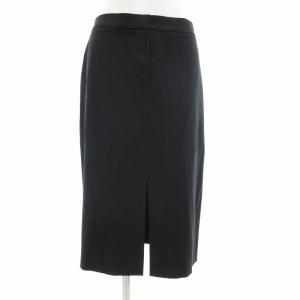 タイトスカート ひざ丈 フロントジップ スリット 38 M 黒 ブラック