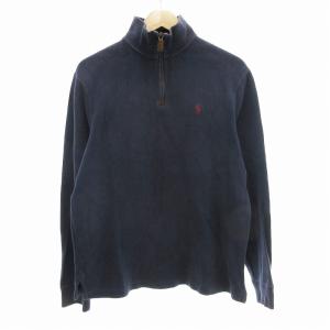 スウェット プルオーバー ハーフジップ ポニー刺繍 S 紺 ネイビー