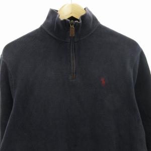 POLO RALPH LAUREN スウェット プルオーバー ハーフジップ ポニー刺繍 S 紺 ネイビー