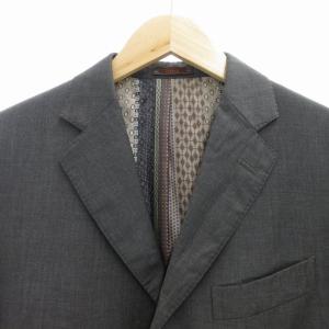 ETRO 美品 シングル テーラードジャケット ブレザー 3B サイドベンツ 裏地総柄 ウール 46 S-M グレー